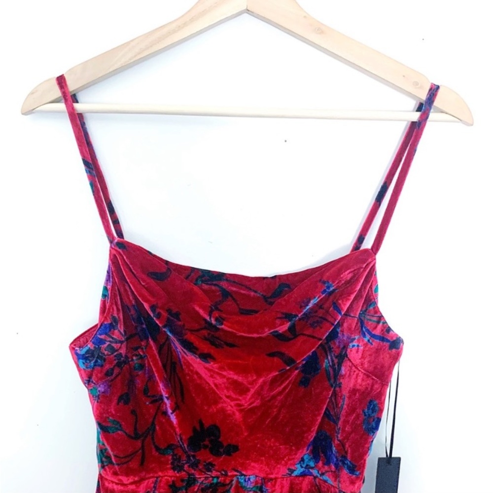 REVOLVE Red Velvet Floral Midi Dress - Picture 9 of 13